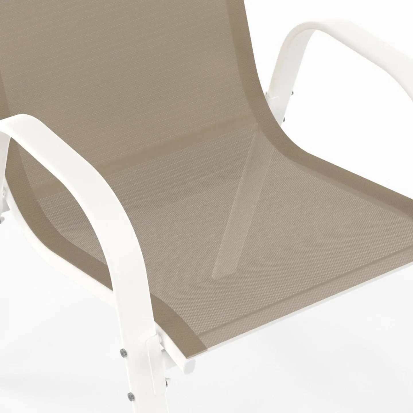 6 chaises de jardin blanc et beige empilables en métal et textilène*IDMarket Discount
