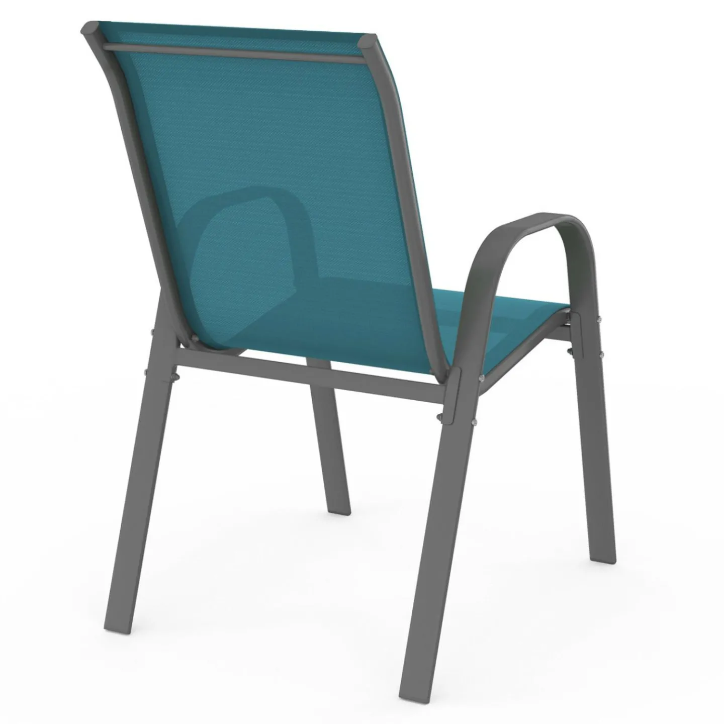 4 chaises de jardin en métal et textilène gris, noir et bleu*IDMarket