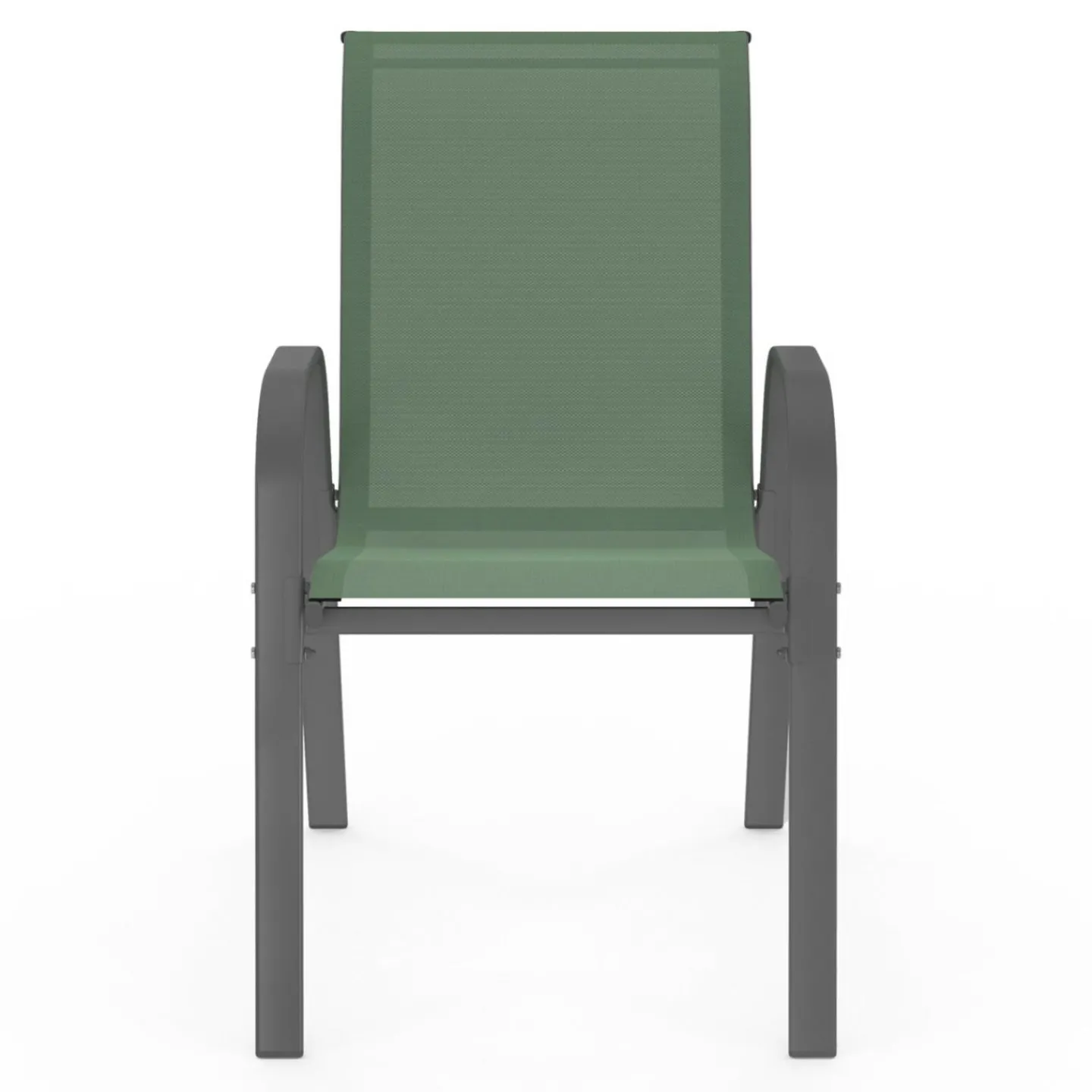 6 chaises de jardin vert olive empilables en métal et textilène*IDMarket New