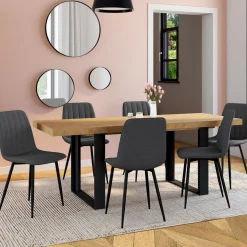 6 chaises en tissu gris foncé*IDMarket Outlet