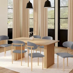6 chaises scandinaves en tissu gris clair effet chiné*IDMarket