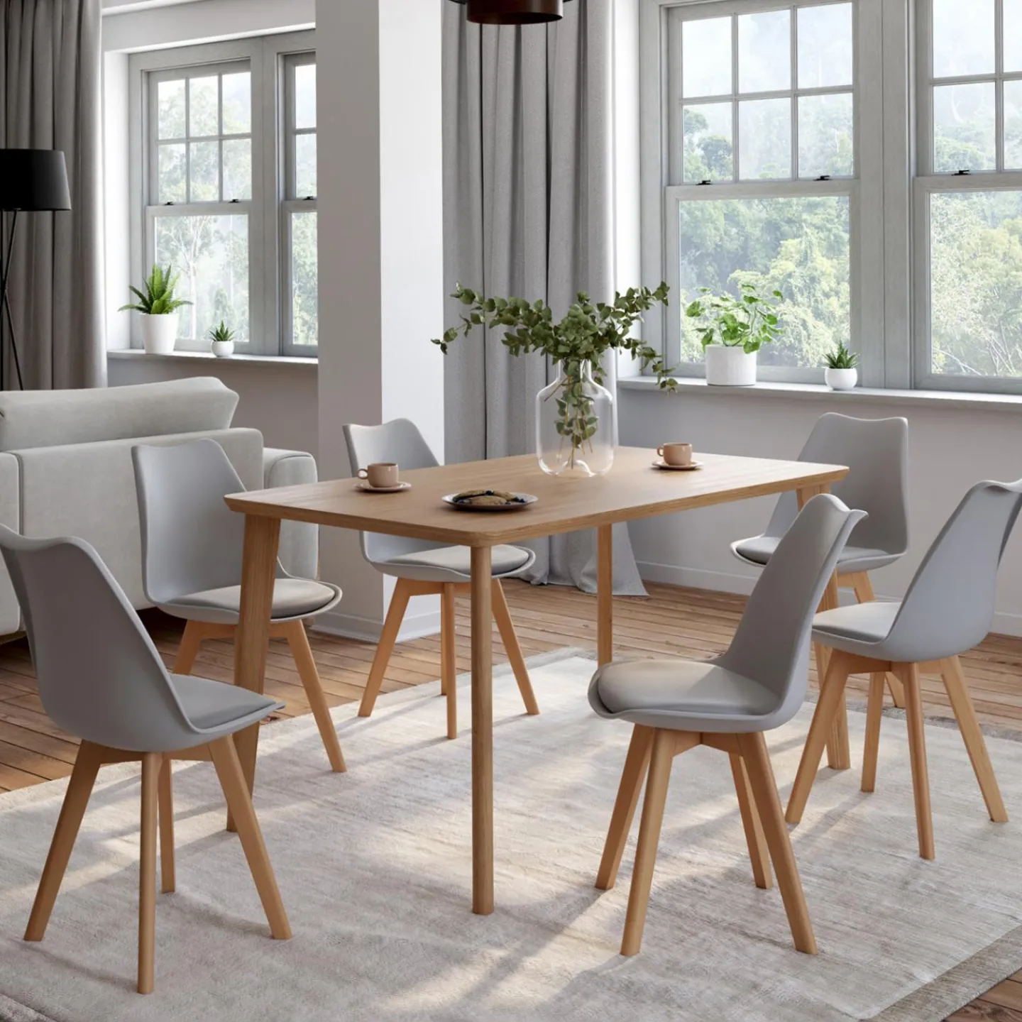 6 chaises scandinaves gris clair*IDMarket Clearance