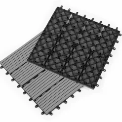10 dalles de terrasse clipsables 30x30 cm en bois composite gris*IDMarket New