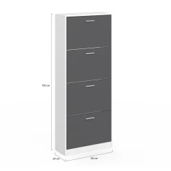Armoire à chaussures 4 portes grises*IDMarket Sale