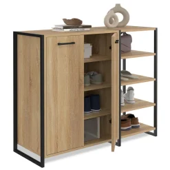 Armoire à chaussures design industriel 12 paires 2 portes et 4 étagères*IDMarket Online