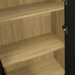 Armoire de bureau multifonction bois noir*IDMarket Hot