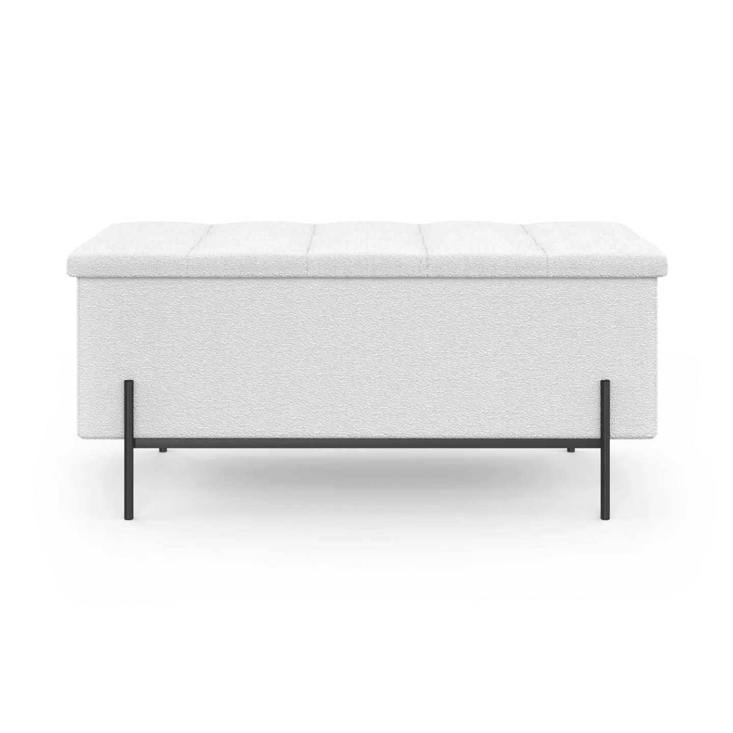 Banc coffre rangement pieds métal noir 100 cm tissu bouclette blanc*IDMarket Outlet