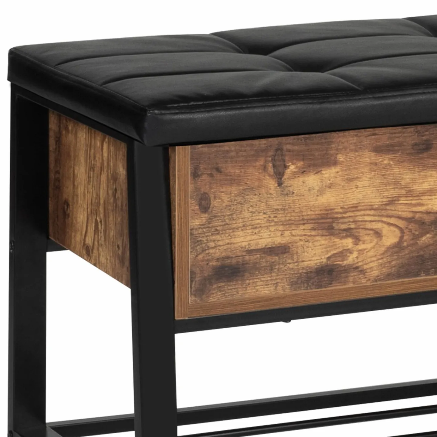 Banquette coffre de rangement bois et métal*IDMarket Online
