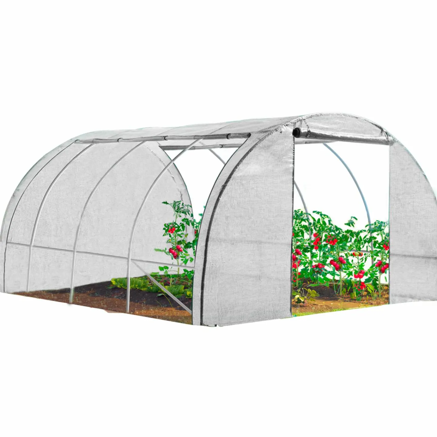 Bâche de rechange 4 saisons pour serre tunnel 12 m² blanche*IDMarket Online