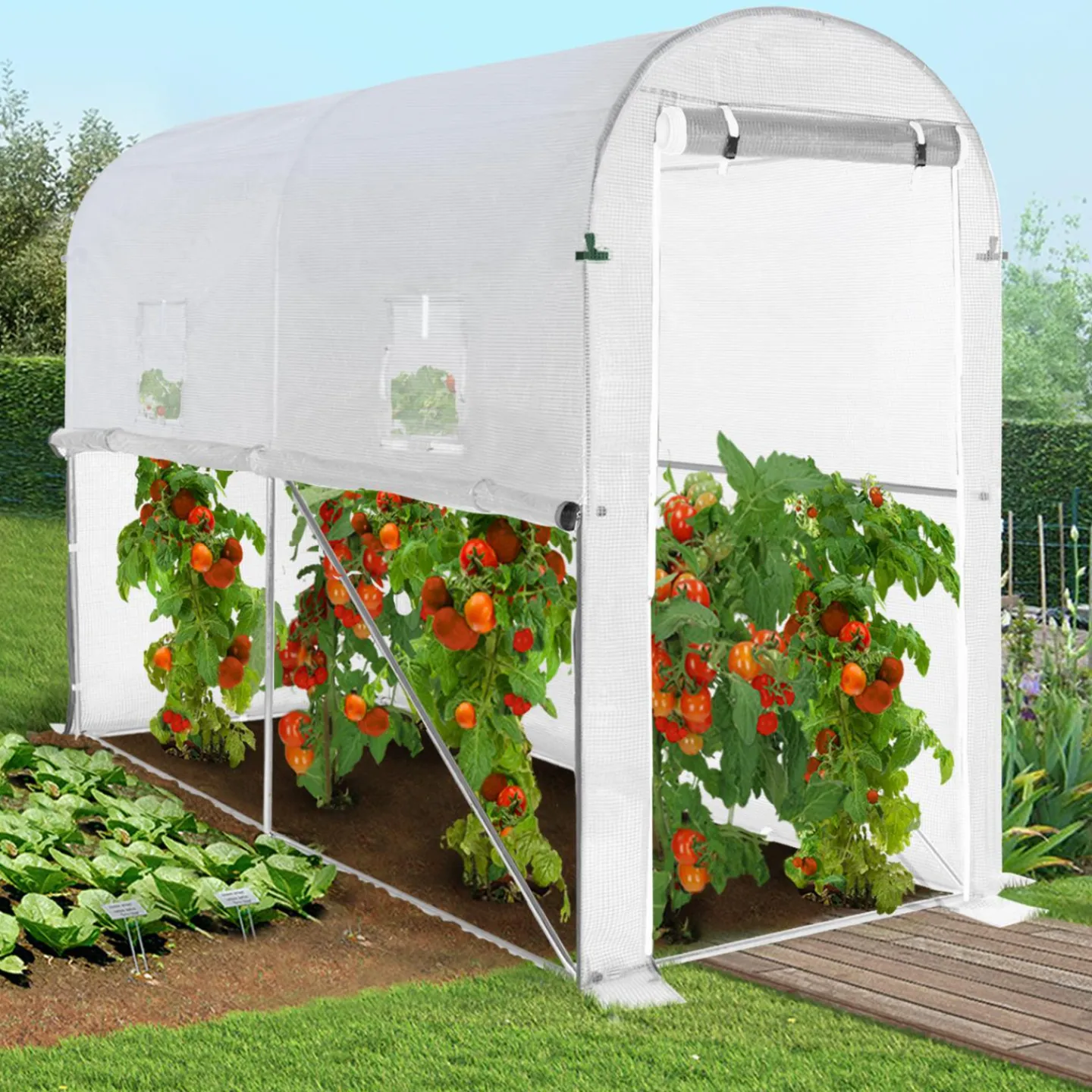 Bâche de rechange 130gr/m² pour serre à tomates 3m² blanche relevable*IDMarket
