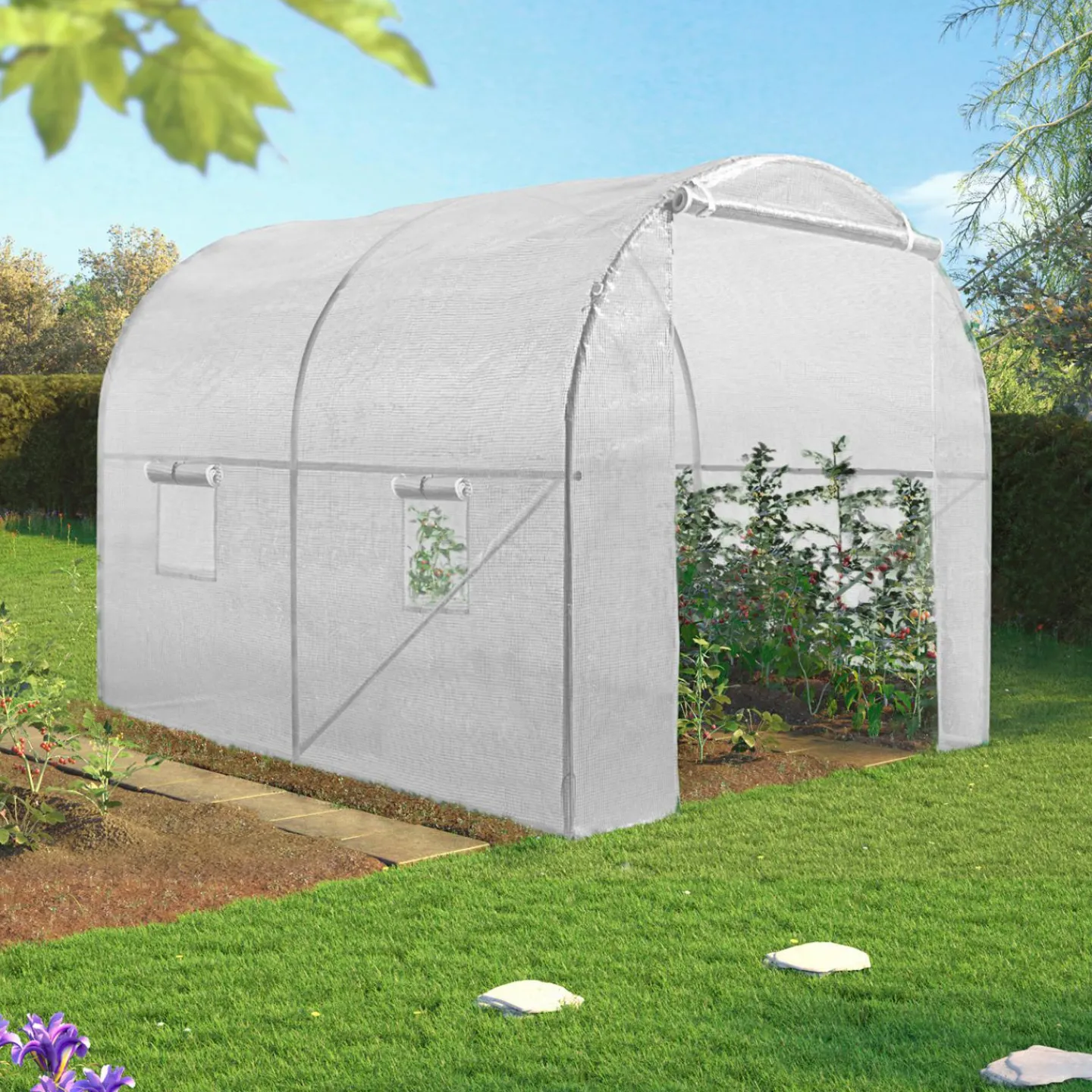 Bâche de rechange pour serre tunnel 6 m² blanche ROMA*IDMarket Outlet