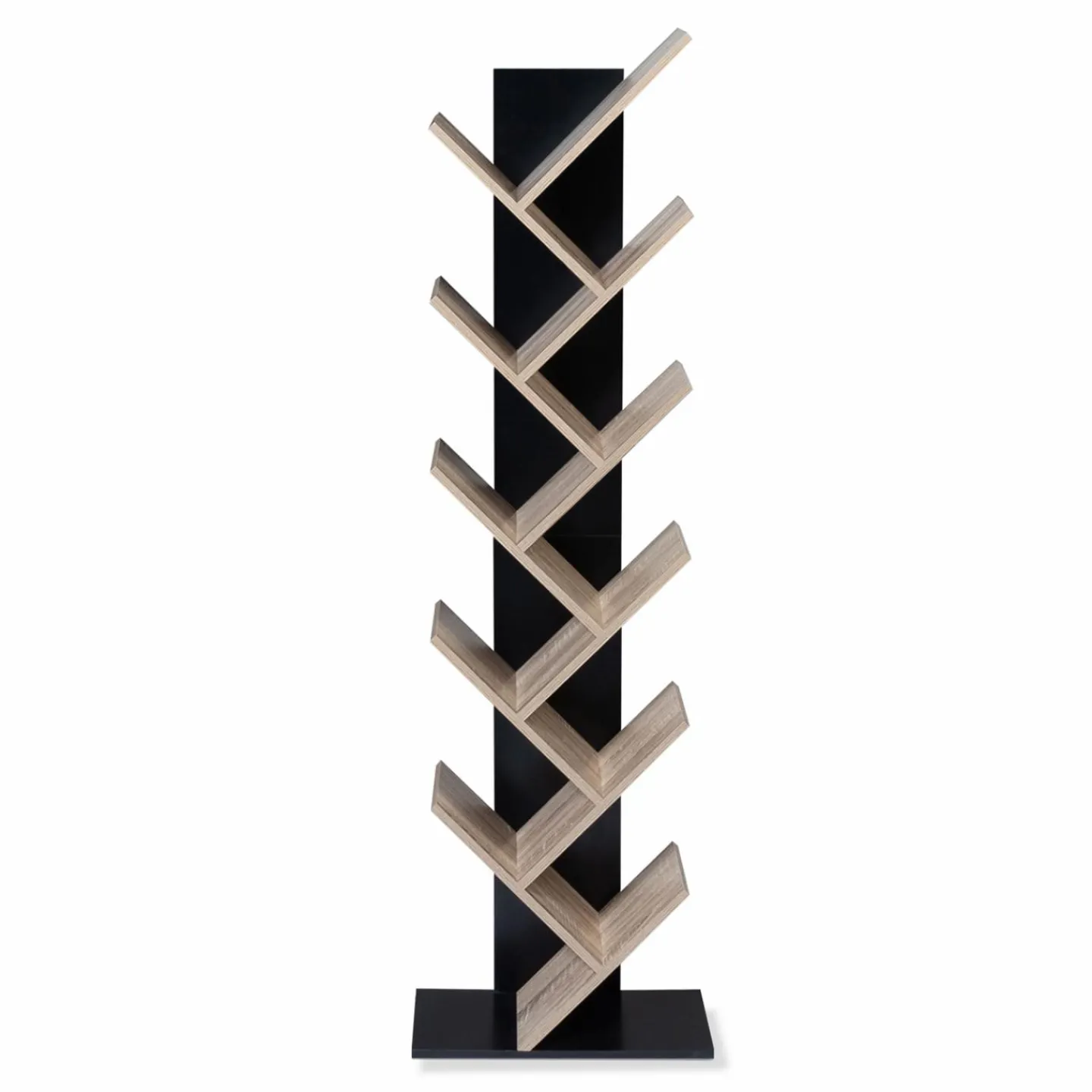 Bibliothèque arbre bois noir et façon hêtre 10 niveaux*IDMarket Sale