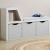 Bibliothèque banc blanche bacs en tissu*IDMarket Outlet