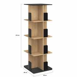 Bibliothèque rotative 4 niveaux noir et effet bois*IDMarket Sale