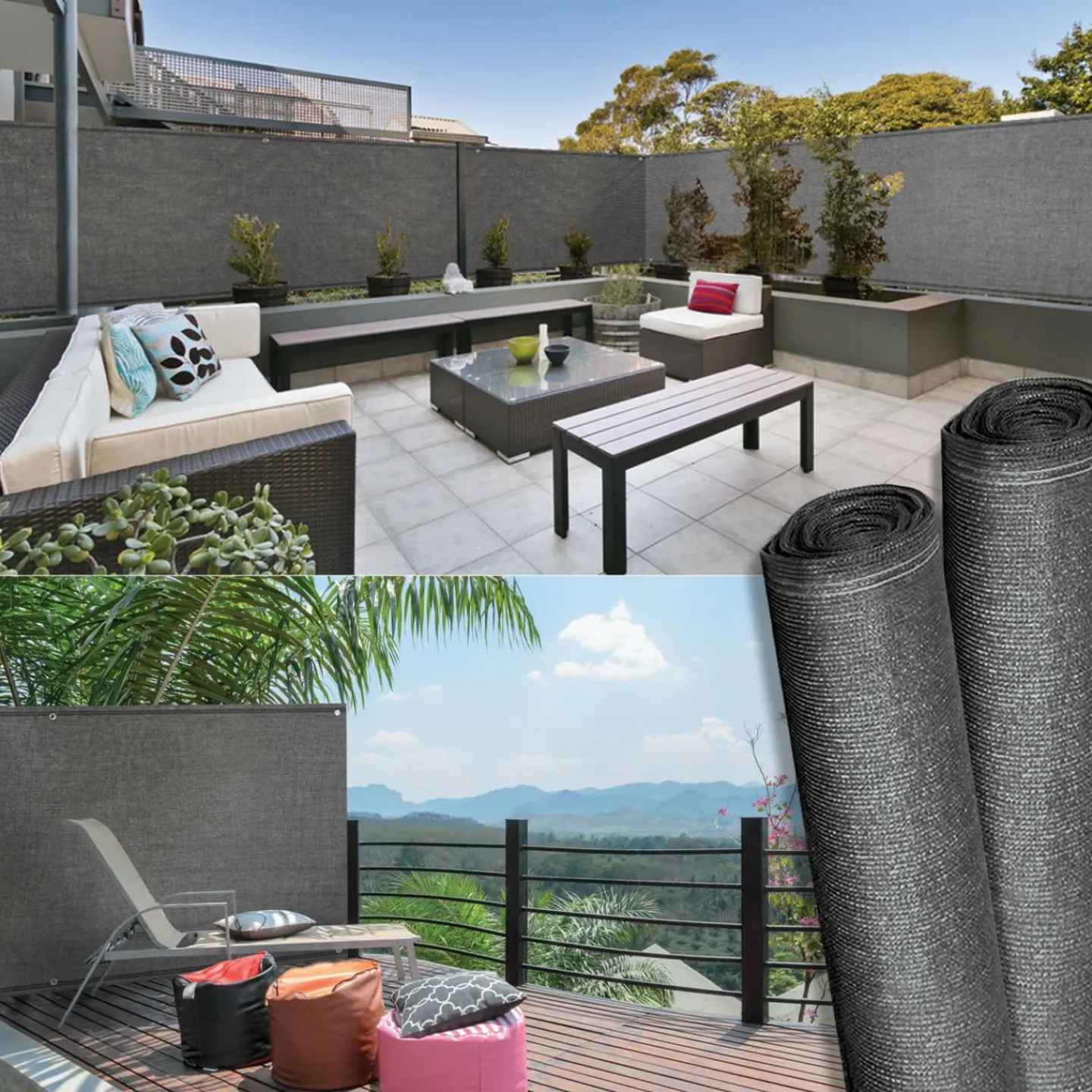 Brise vue gris 1,8 m x 10 m occultant 300 g m²*IDMarket Outlet