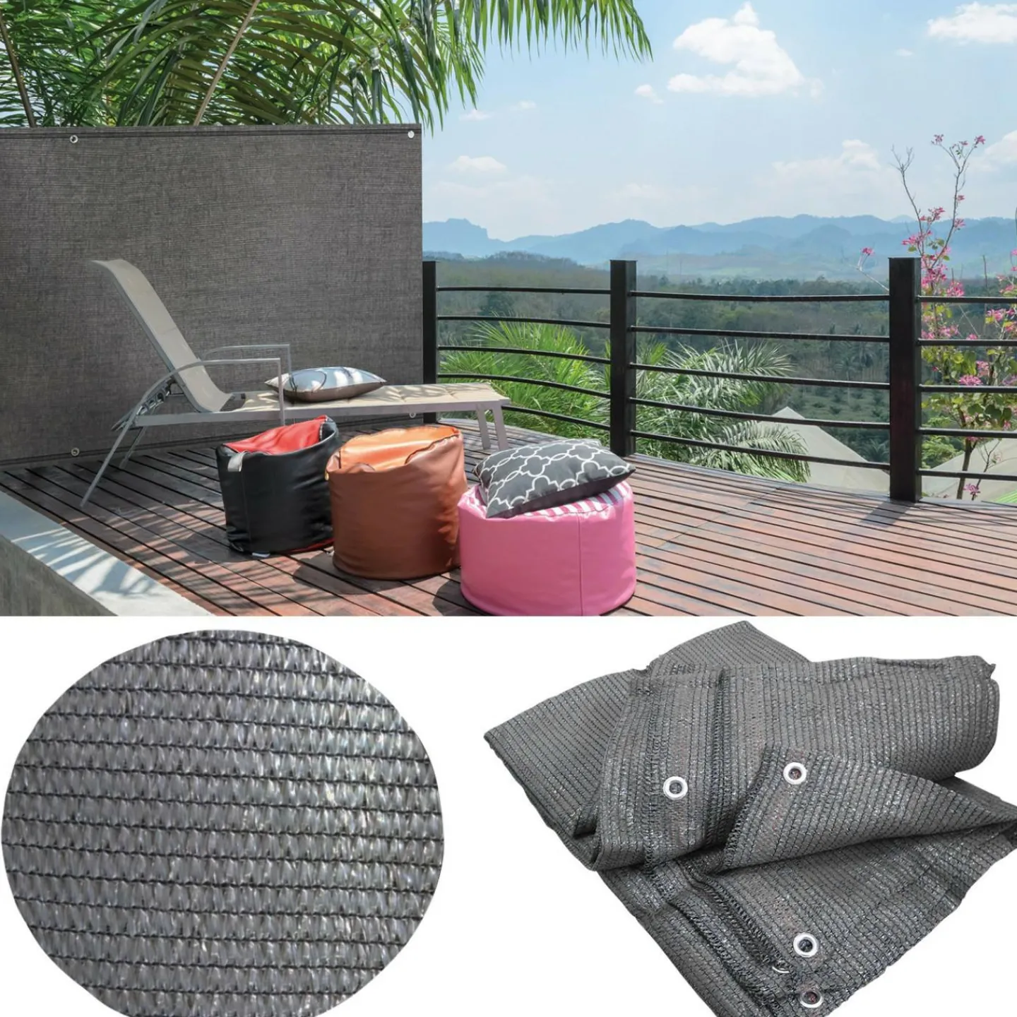 Brise vue 1m x 10 m gris anthracite occultant 90 g m²*IDMarket Sale