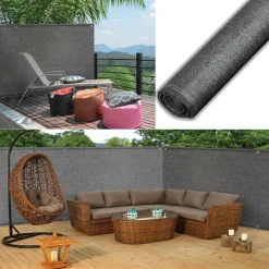 Brise vue 1M x 10M gris occultant 220g m²*IDMarket Outlet