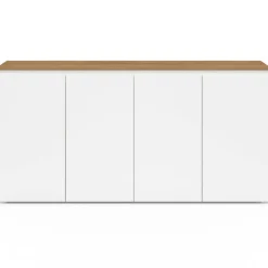 Buffet 160 cm 4 portes blanc et plateau bois*IDMarket Hot