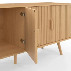 Buffet 140 cm 4 portes lattes tasseau bois coloris chêne design tendance*IDMarket Clearance