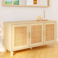 Buffet bas bois et cannage 3 portes*IDMarket