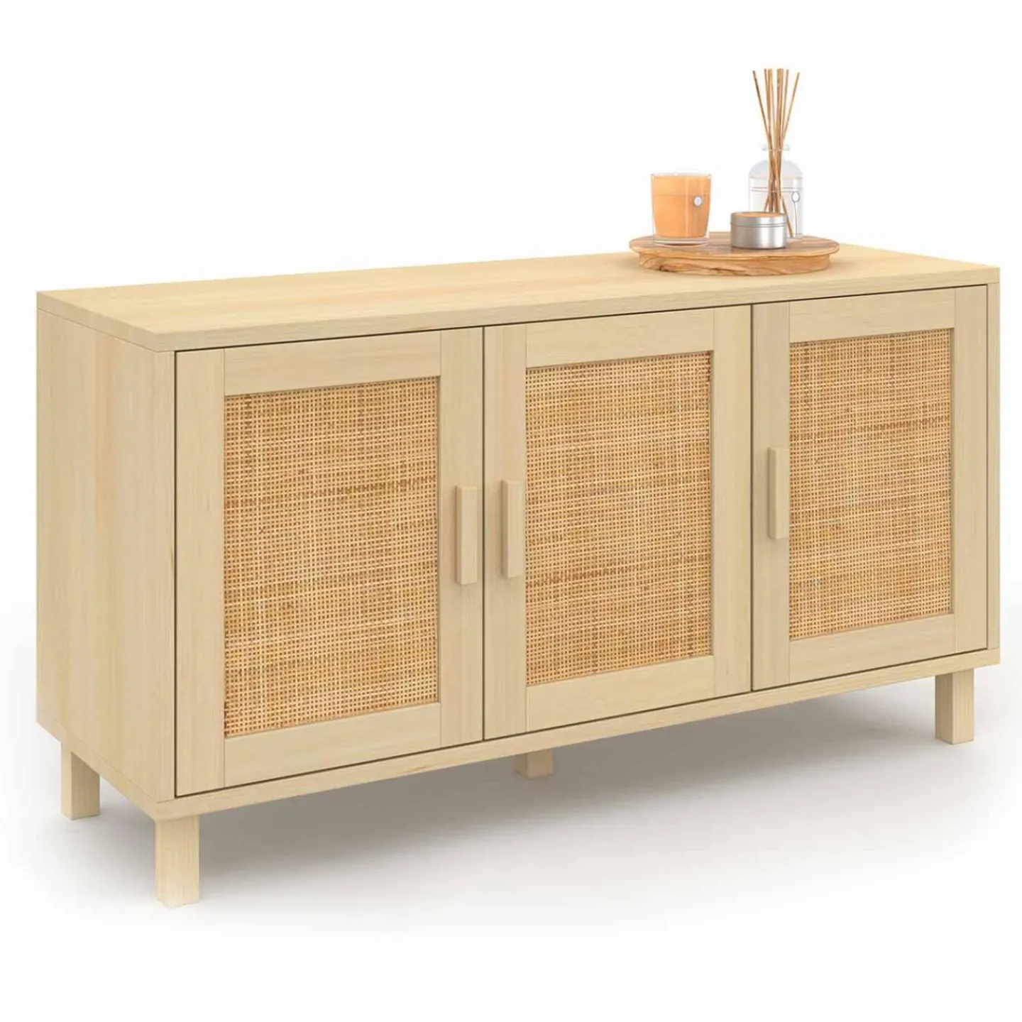 Buffet bas bois et cannage 3 portes*IDMarket