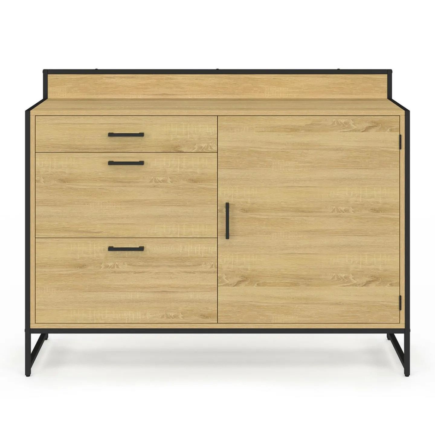 Buffet bas de cuisine 120 cm 3 tiroirs design industriel*IDMarket Online