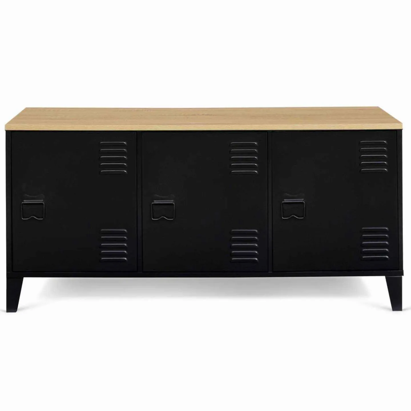 Buffet bas métal noir avec plateau bois*IDMarket Best