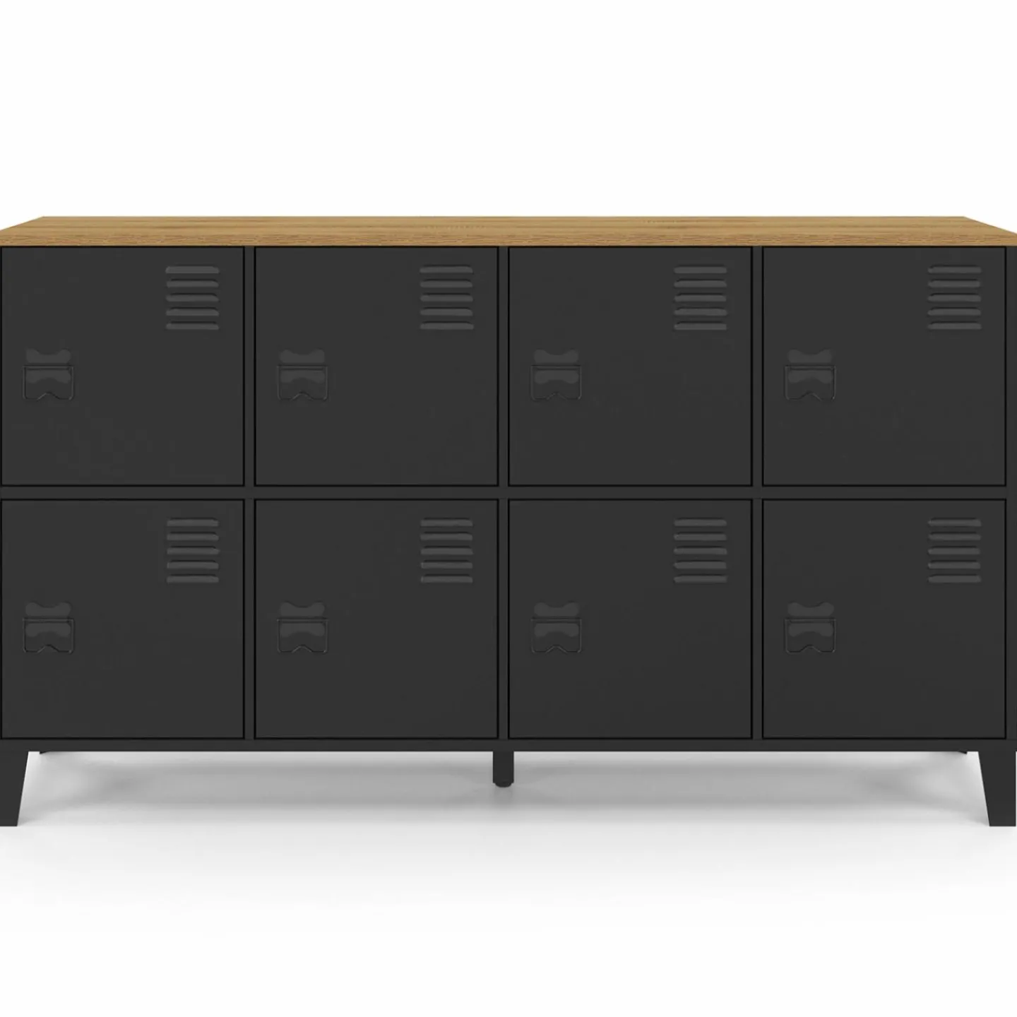 Buffet casier 8 portes en métal noir avec plateau bois 139 cm*IDMarket Outlet