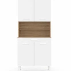 Buffet de cuisine vaisselier blanc et bois façon hêtre 80 cm*IDMarket Sale