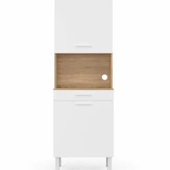 Buffet de cuisine vaisselier blanc et bois façon hêtre 60 cm*IDMarket New