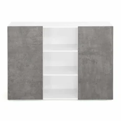 Buffet effet béton et blanc 2 portes*IDMarket Sale