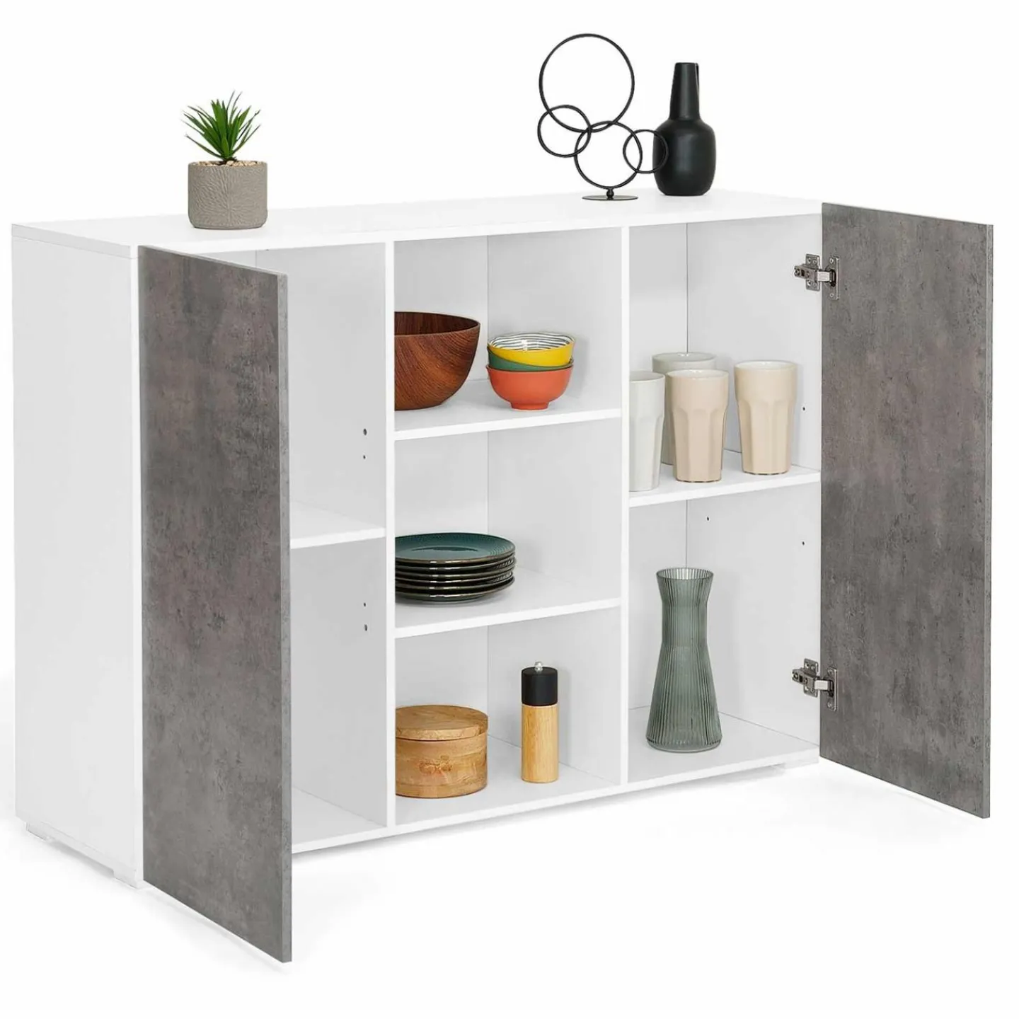 Buffet effet béton et blanc 2 portes*IDMarket Sale