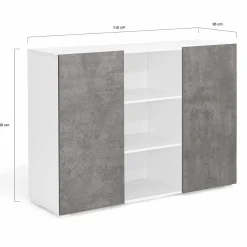 Buffet effet béton et blanc 2 portes*IDMarket Sale