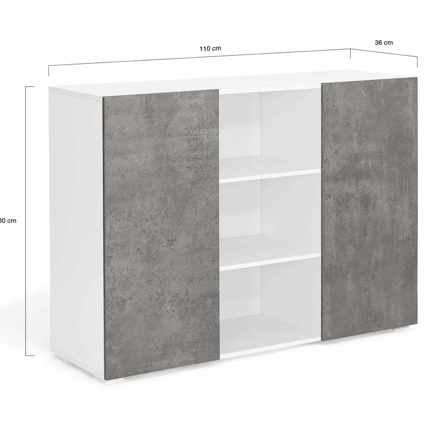 Buffet effet béton et blanc 2 portes*IDMarket Sale