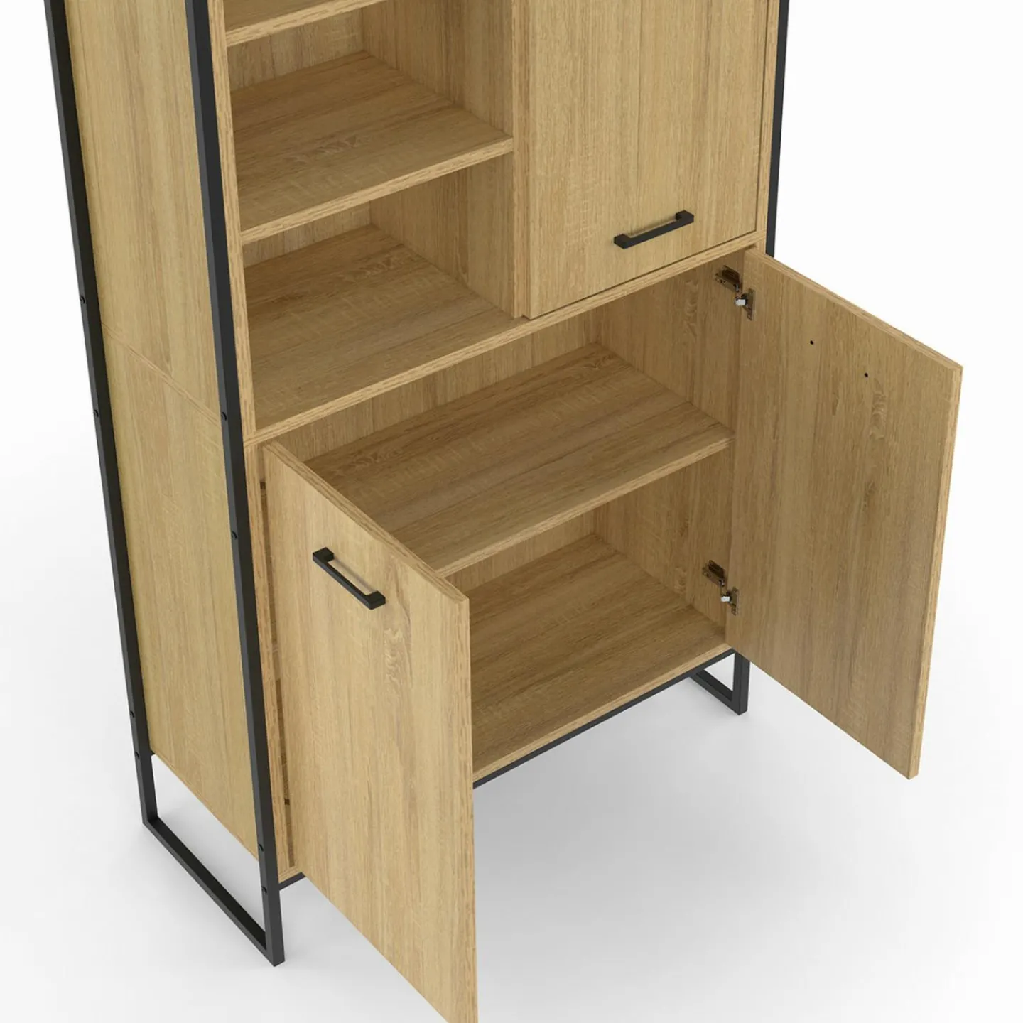 Buffet haut style industriel 160 cm bois et métal avec rangement*IDMarket Best