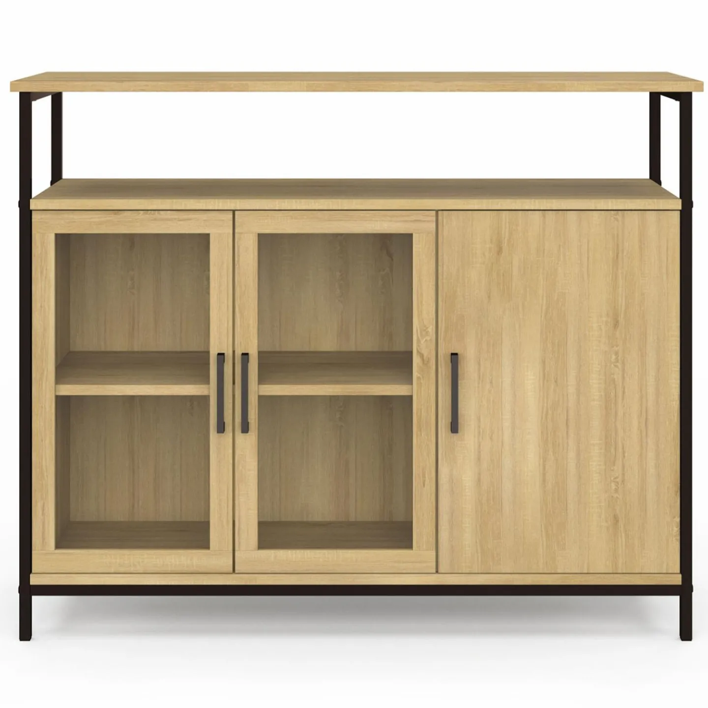 Buffet industriel avec 2 portes vitrées et placards 100 cm*IDMarket Outlet