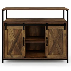 Buffet portes coulissantes grange bois foncé effet vieilli*IDMarket Sale