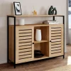 Buffet portes persiennes bois et métal noir*IDMarket Hot