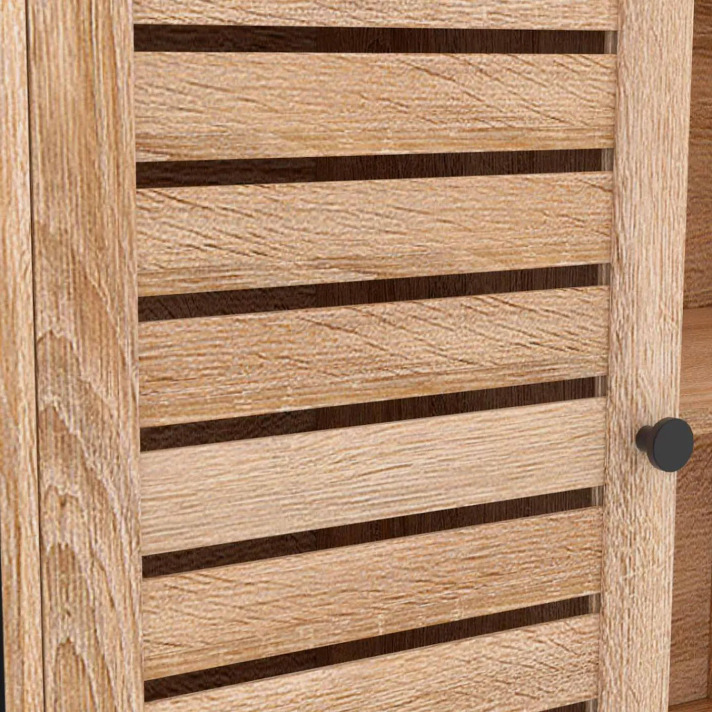 Buffet portes persiennes bois et métal noir*IDMarket Hot