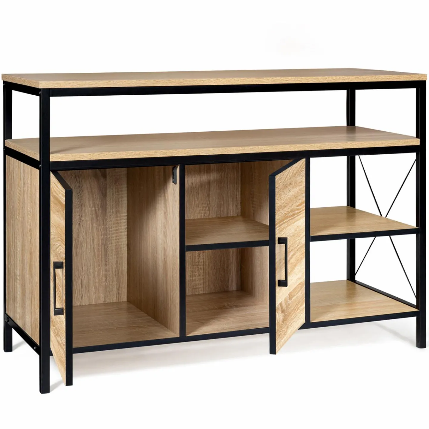 Buffet style industriel bois et métal noir 100 cm*IDMarket Sale