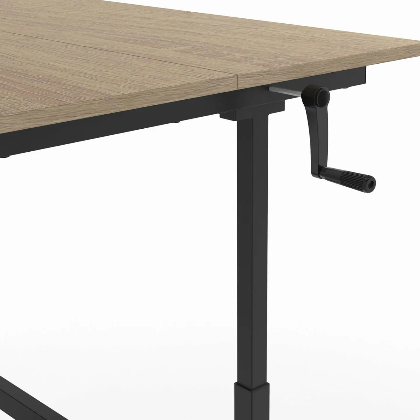 Bureau assis debout à manivelle hauteur réglable 70 - 120 cm bois façon hêtre et noir*IDMarket Hot