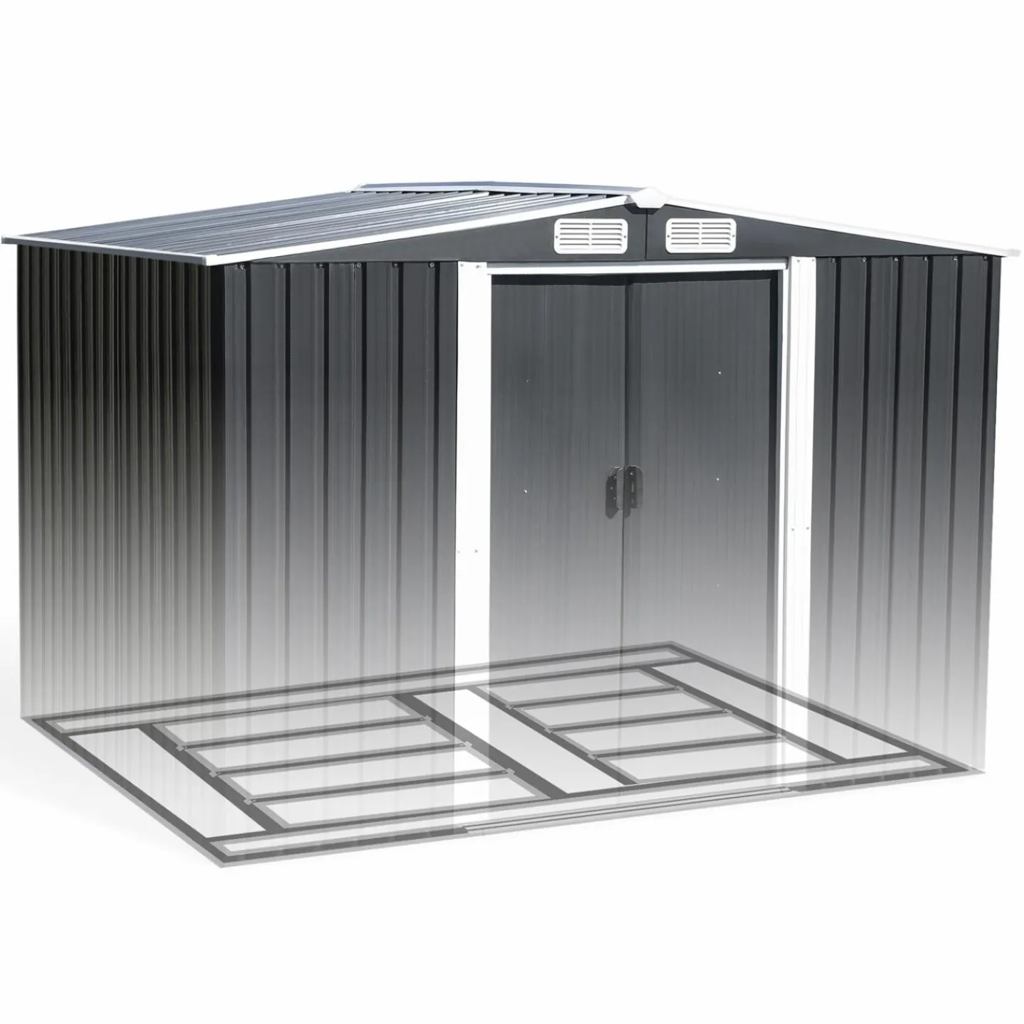 Cabanon de jardin en métal 5,3m² gris*IDMarket