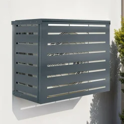Cache climatiseur extérieur en métal gris anthracite 95x50x80 cm*IDMarket Clearance