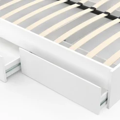 Cadre de lit double 140x190 blanc avec 4 tiroirs et sommier*IDMarket Hot