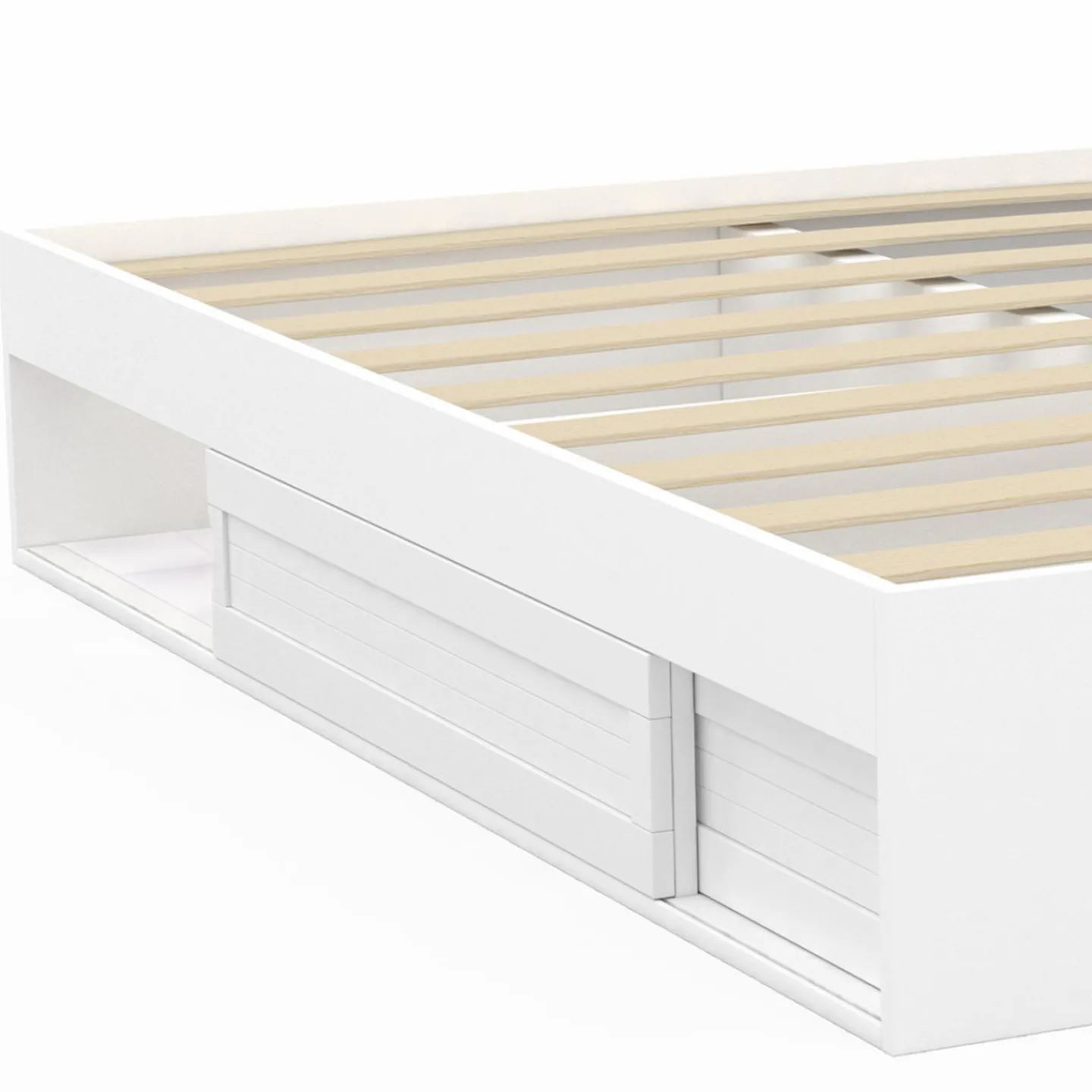 Cadre de lit 140x190 cm avec sommier et rangements blanc*IDMarket Outlet