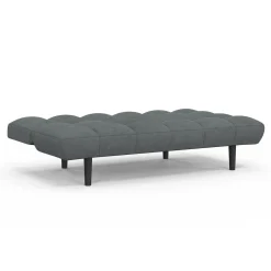 Canapé clic clac SALOME capitonné 3 places tissu gris anthracite*IDMarket New