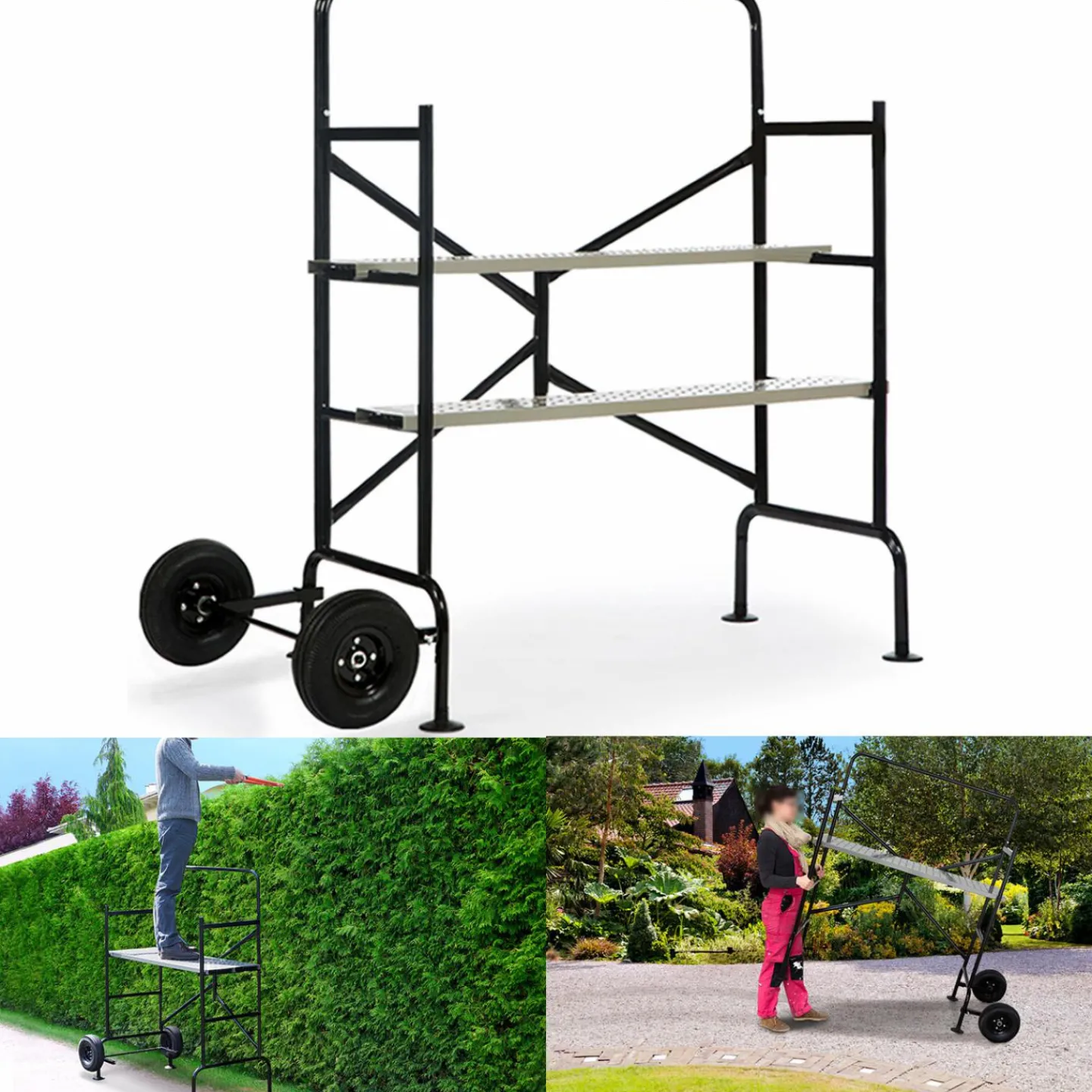 Échafaudage roulant et pliable hauteur de travail 2,5m*IDMarket Discount