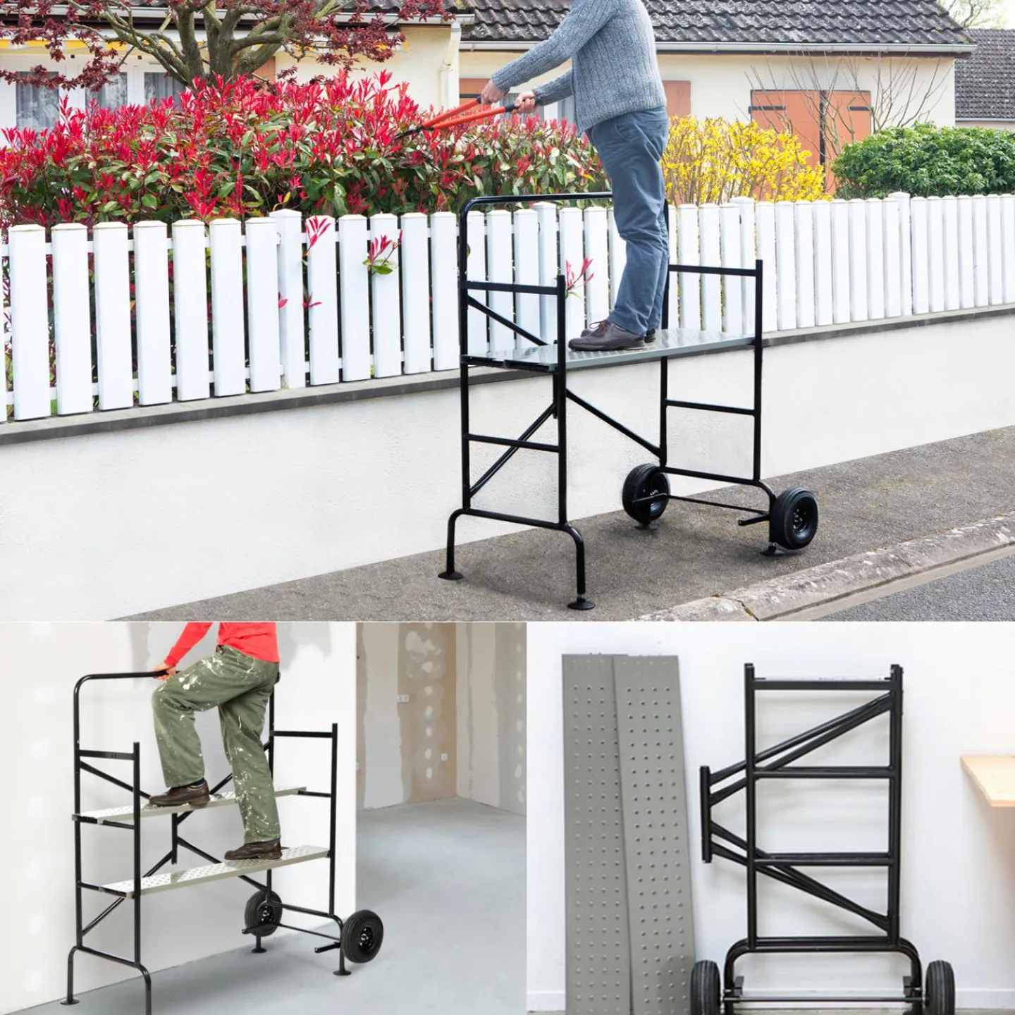 Échafaudage roulant et pliable hauteur de travail 2,5m*IDMarket Discount