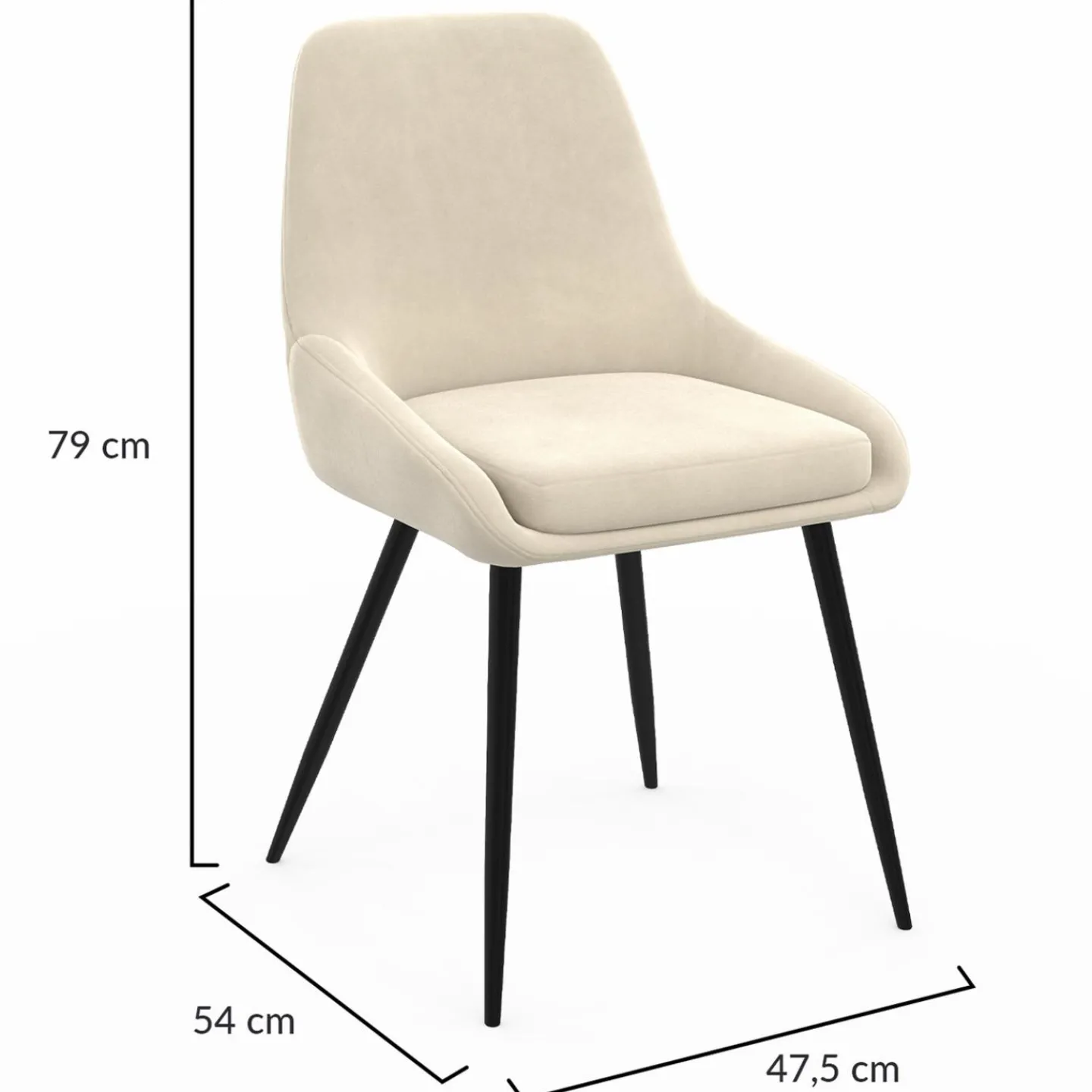 Chaises en velours beige avec demi-accoudoirs*IDMarket Best