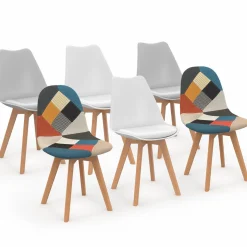 Chaises scandinaves mix color blanc, gris clair et patchworks*IDMarket Sale